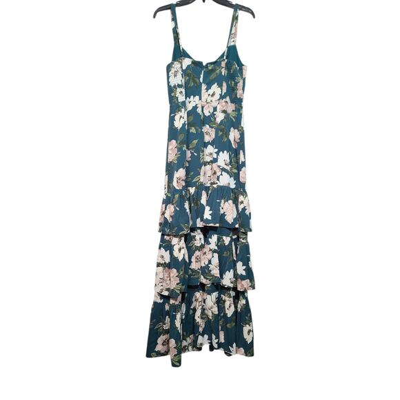 Abercrombie & Fitch Dresses & Skirts - Abercrombie Drama Ruffle Tiered Maxi Dress Green Floral Medium Tall NWT